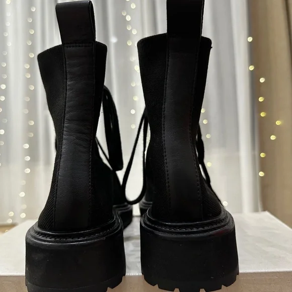 ⭐ Loeffler Randall Combat Boots — Black Canvas & Leather — Size 8 - Picture 9 of 16